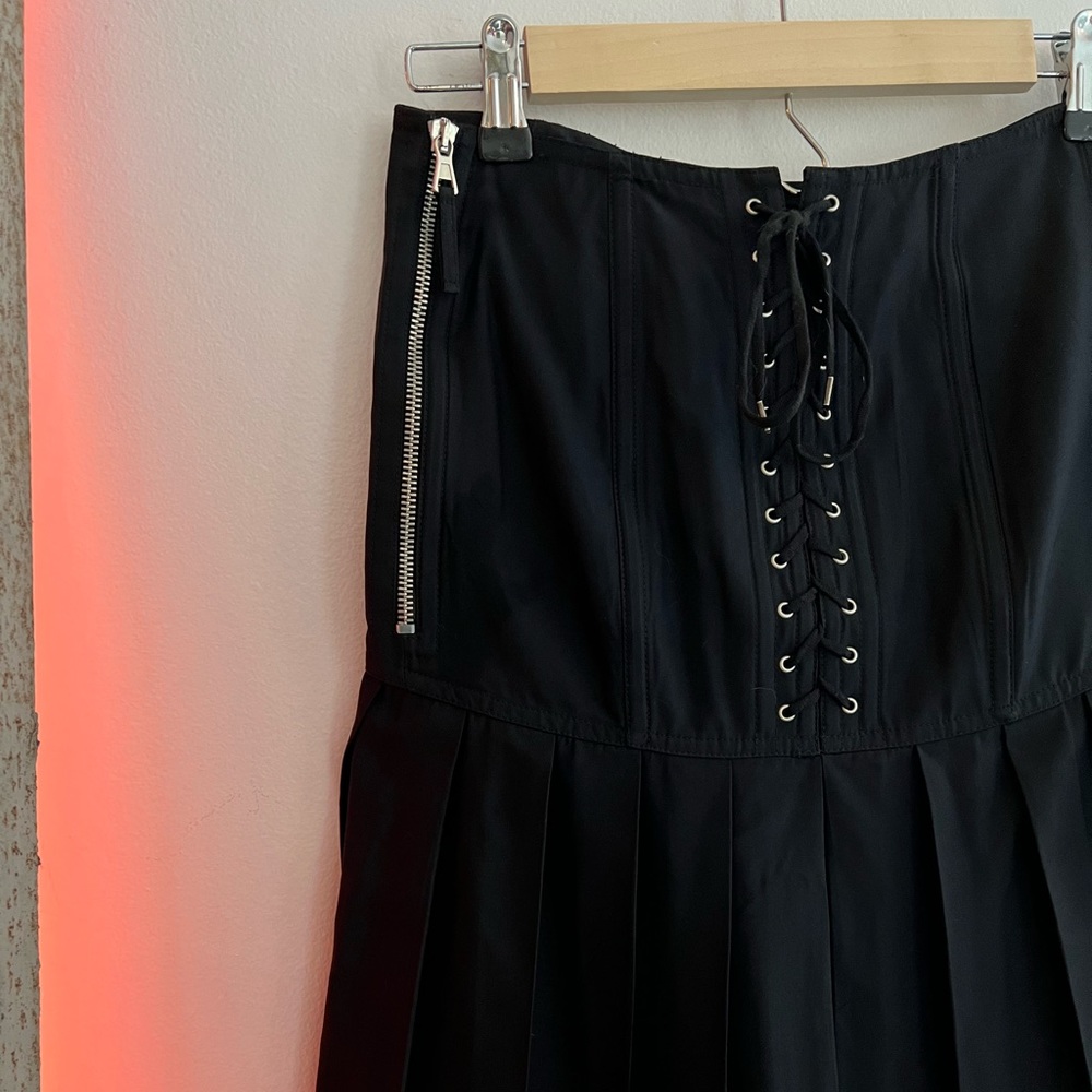 Jean Paul GAULTIER FEMME Lace Up Corset High Waist Mini Skirt Black 6